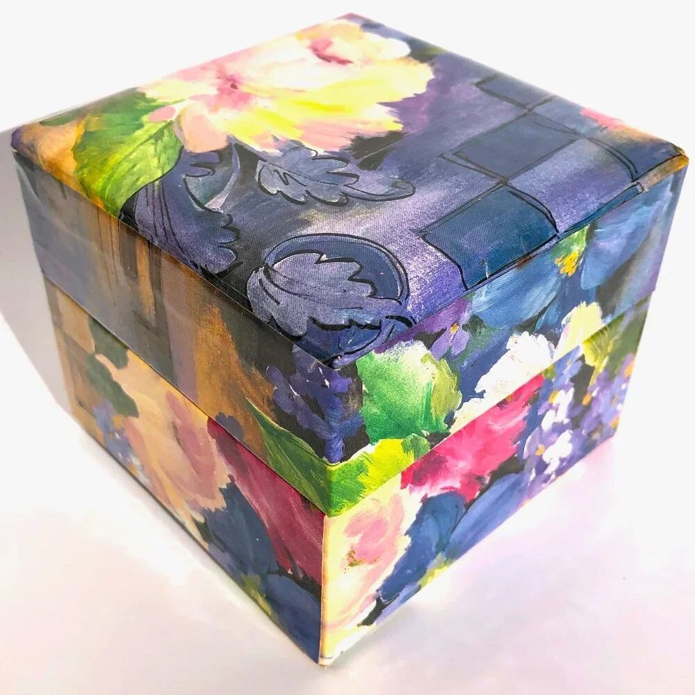 Floral Paper Covered Cardboard Trinket Box Keepsake Box storage cottagecore